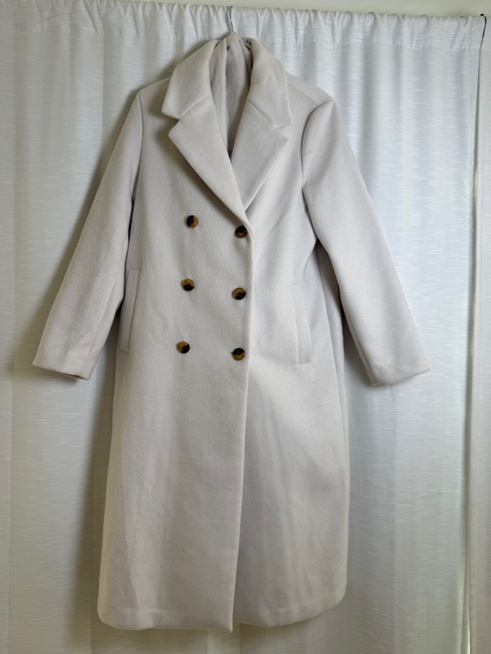 House of Harlow 1960 Ivory Wool Blend Coat Scarf Included Long Coat Chic Size M - Picture 4 of 14